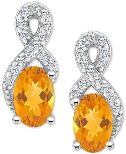 Женские серьги-подвески Macy's, серебро, цитрин
