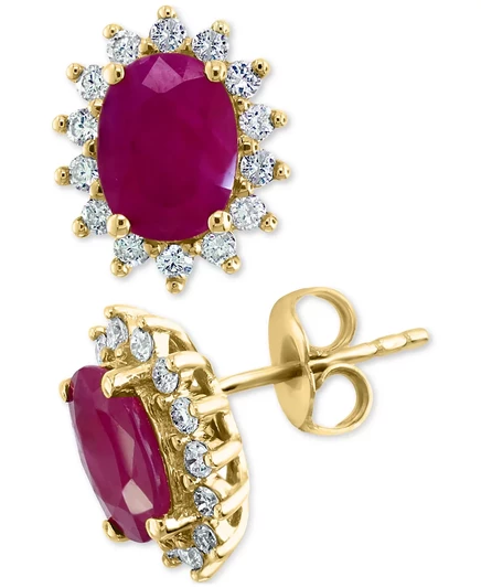Кольцо и серьги EFFY Ruby Halo, 14k золото, рубин