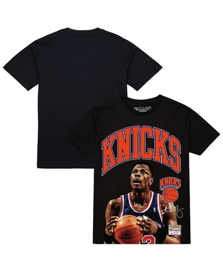 Мужская футболка Patrick Ewing Black New York Knicks Hardwood Classics Player Arch  black