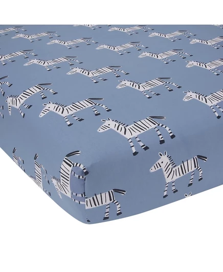 Простыня в кроватку Lambs & Ivy Zebra, синяя