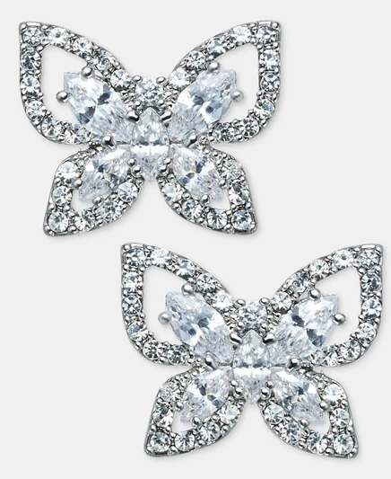 Серьги-пусеты Marchesa «Бабочка» с фианитами, белые
