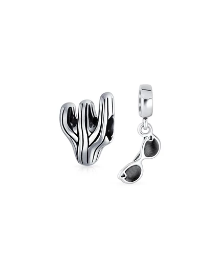Шармы Bling Jewelry серебро 925: кактус и очки, черный