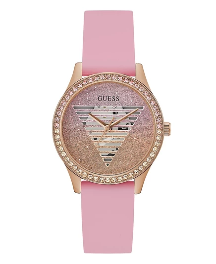 Женские часы Guess 38 мм силиконовые, розовые