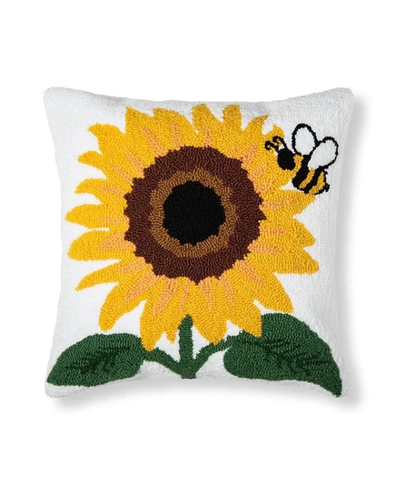Декоративная подушка C & F Home Sunflower & Bee 46×46 см, белая