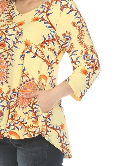 Женская туника White Mark Vibrant Boho, V‑вырез, желтая