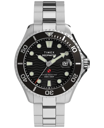 Мужские кварцевые аналоговые часы Timex из нержавеющей стали серебристого цвета, 44 мм