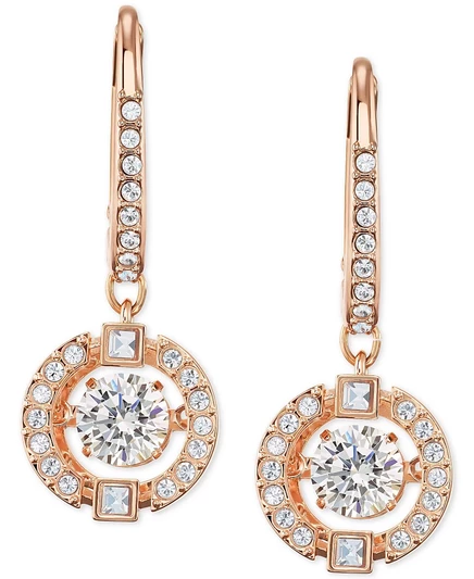 Серьги-капли из серебристого хрусталя Swarovski в клетку
