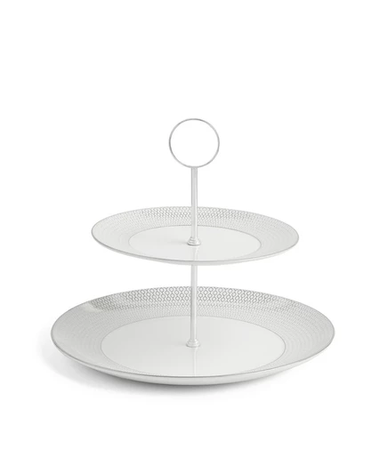 Подставка для торта Wedgwood Gio Platinum двухъярусная, платиновая
