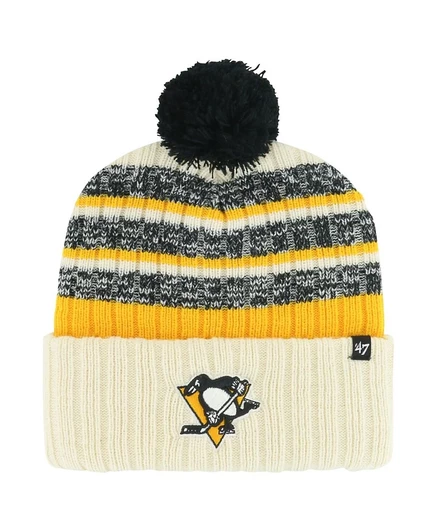 Мужская шапка '47 Brand Penguins с помпоном, бежевая