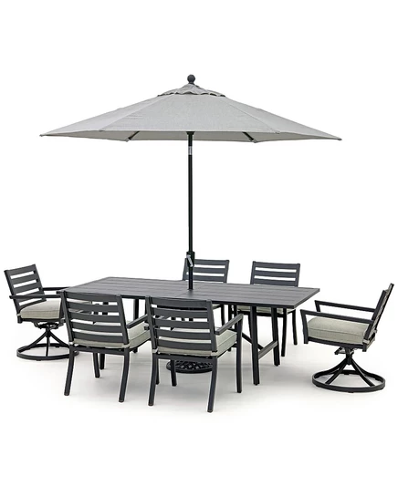 Обеденный гарнитур Astaire Outdoor из 7 предметов (стол 84 x 42 дюйма + 4 обеденных стула + 2 вращающихся стула), созданный для Macy's oyster light grey