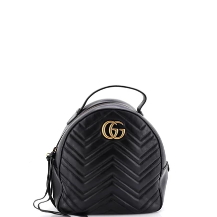 Женский рюкзак Pre-Owned Gucci GG Marmont мателассе, черный