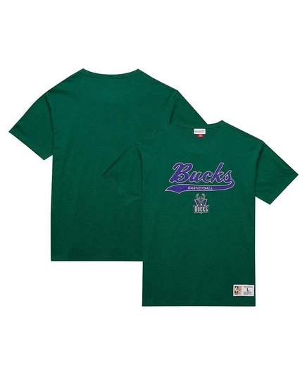 Мужская футболка Mitchell & Ness Milwaukee Bucks с войлочной аппликацией, зеленая