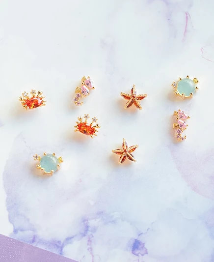 Набор сережек-гвоздиков для девушек из команды Under The Sea gold-plated