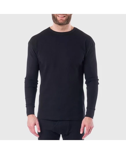 Alpine Swiss Men's Thermal Long Sleeve Top Waffle Knit Shirt Base Layer Underwear black