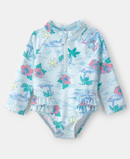 Девочкам купальник Carter's слитный с длинным рукавом, синий