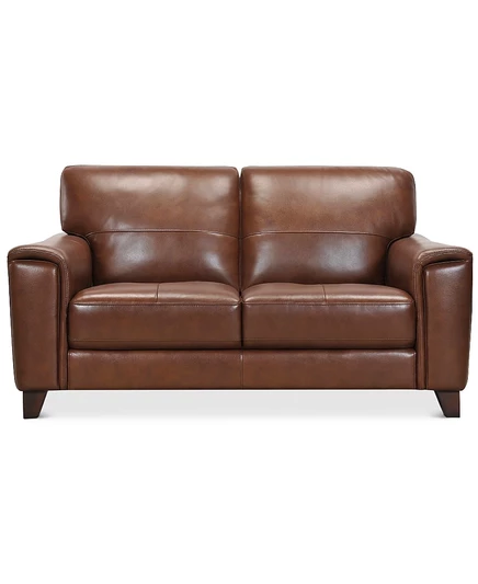 Диван Macy's Brayna 165 см, кожаный, каштановый