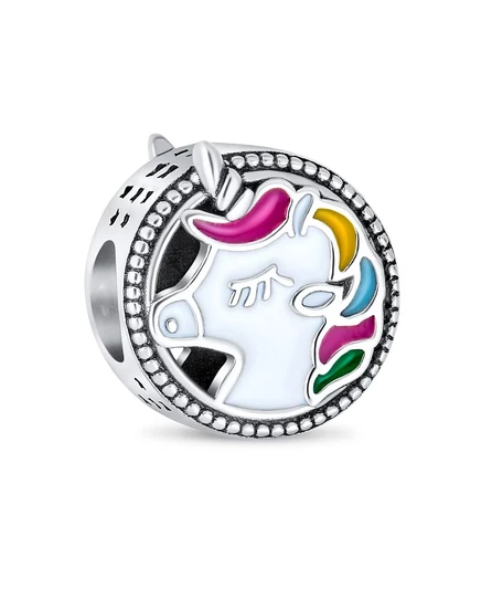 Шарм Bling Jewelry Unicorn .925 с эмалью, разноцветный