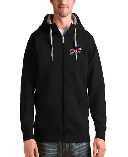 Мужская черная толстовка Buffalo Bills Victory с капюшоном на молнии от Antigua black