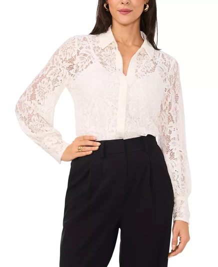 Женский топ на пуговицах с кружевным верхом от Vince Camuto new ivory