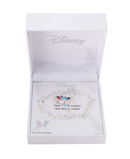 Браслет Disney Mickey и Minnie с фианитами, серебристый