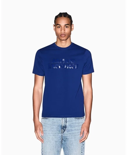 Мужская футболка с рельефным логотипом A|X Armani Exchange синего цвета