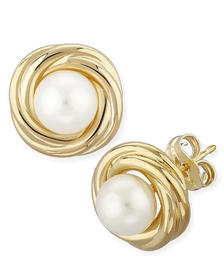 Серьги Macy's Love Knot с жемчугом 5 мм, белые