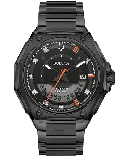 Мужские часы Bulova Precisionist 43 мм с бриллиантами черные