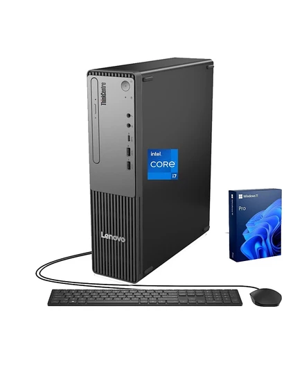 Рабочий стол LENOVO ThinkCentre малого форм-фактора для бизнеса, Процессор Intel Core i7-13620H, 16 ГБ оперативной памяти DDR5, 1 ТБ SSD, Проводная клавиатура и мышь, Windows 11 Pro, Черный