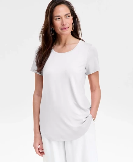 Женский топ JM Collection с круглым вырезом, белый