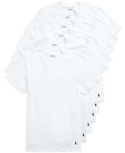 Мужские майки Polo Ralph Lauren Classic-Fit V‑вырез, белые
