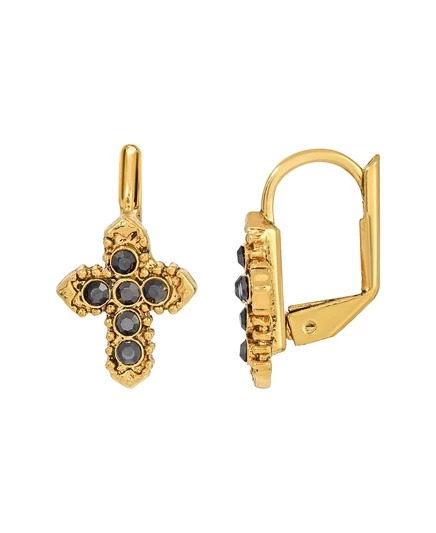 Серьги Symbols Of Faith «Маленький крест», серые