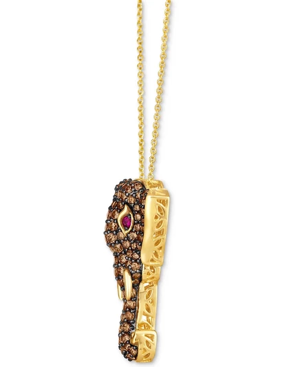 Кулон и кольцо Le Vian слон с бриллиантами и рубином, 14K