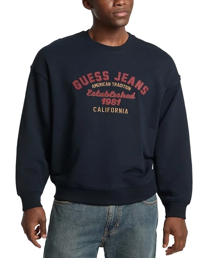 Мужской свитшот Guess Jeans с логотипом, синий