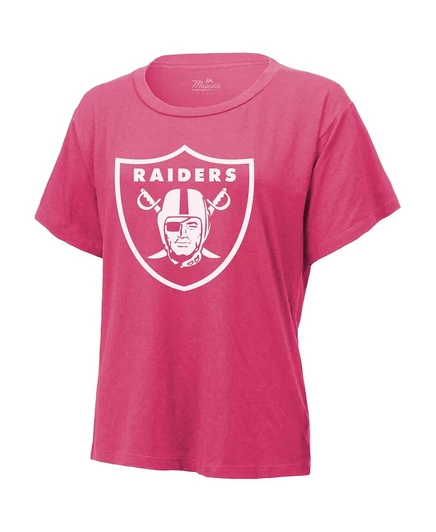 Величественная женская футболка Maxx Crosby Pink Las Vegas Raiders с именным номером Maxx Crosby Pink pink
