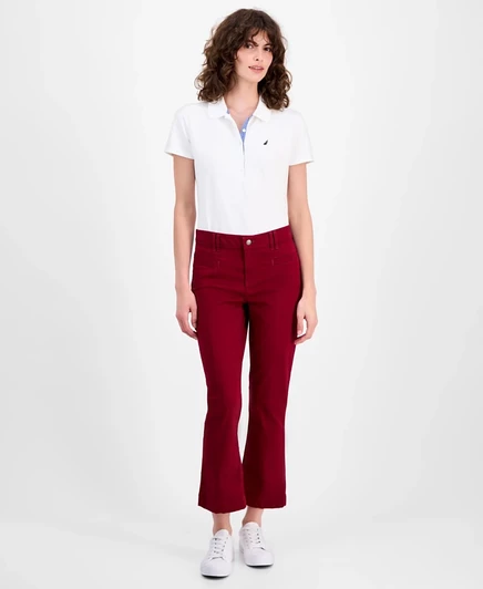 Женские демисезонные брюки из эластичной саржи Nautica Jeans красного цвета