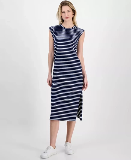  Женское трикотажное платье миди с открытыми плечами, эксклюзивно от Macy's intrepid blue
