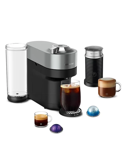 Кофемашина Nespresso Vertuo Pop+ с Aeroccino3, серебристая