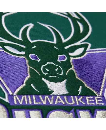 Флисовый пуловер с капюшоном Mitchell & Ness Men's Hunter Green Milwaukee Bucks Hardwood Classics Team Origins hunter green