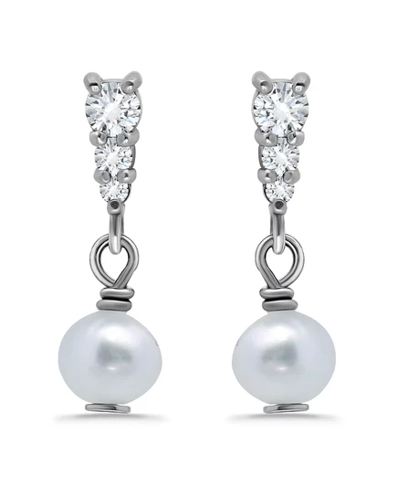 Серьги Macy's с культивированным жемчугом и кубическим цирконием, серебристые