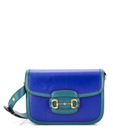 Женская сумка Pre-Owned Gucci Small Horsebit 1955, кожаная, синяя