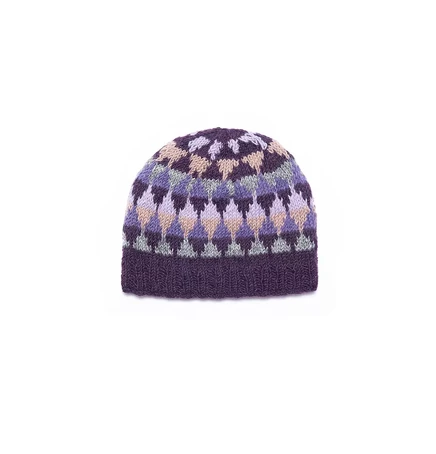  Женская шерстяная шапочка-бини ручной вязки Jaya Harlequin от Artisan bloom