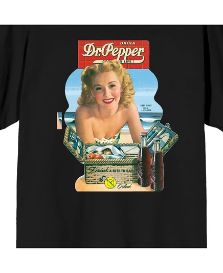 Мужская винтажная рекламная футболка Dr. Pepper черного цвета с коротким рукавом-Средний размер black