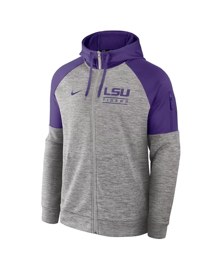 Мужская толстовка Nike Heather Grey LSU Tigers Fitness Raglan Performance с капюшоном на молнии heather gray
