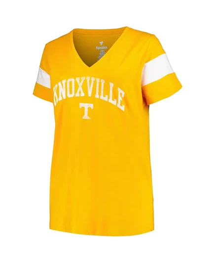 Женский профиль Heather Tennessee Orange Tennessee Volunteers, футболка в полоску с V-образным вырезом и изогнутым городским рукавом большого размера heather tennessee orange