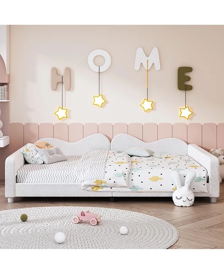 Полноразмерная мягкая кушетка Streamdale Furniture, диван-кровать из ткани Шерпа со спинкой в форме облака, пружинный блок не требуется, белый