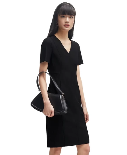 Женское приталенное платье на молнии сзади Hugo Boss black