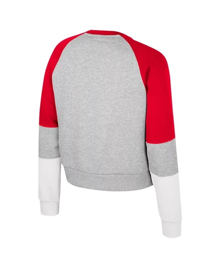 Женская толстовка-пуловер Colosseum Heather Grey из штата Огайо Buckeyes Katinka со стразами и круглым вырезом горловины heather gray