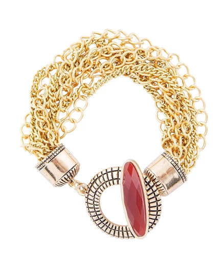 Браслет Barse Orange Carnelian с карнеолом, золотистый