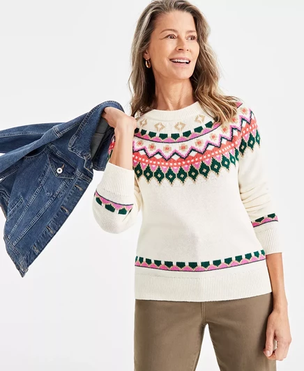 Женский свитер-пуловер Fair Isle от Style & Co, созданный для Macys natural