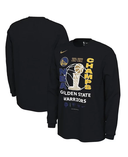 Мужская футболка с длинным рукавом для раздевалки чемпионов Nike Black Golden State Warriors 2022 Finals NBA black